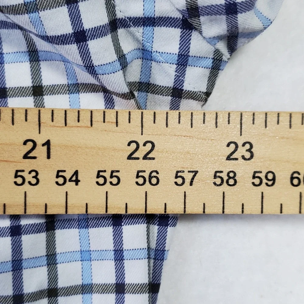 Peter Millar Yamaha Golf Button Down Shirt Mens Medium Blue‎ Plaid Stretch
